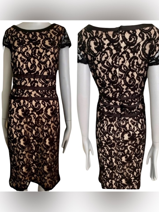 MSK Dresses & Skirts - MSK Black Lace Dress Scoop Neck Little Black Dress LBD Party Size 10